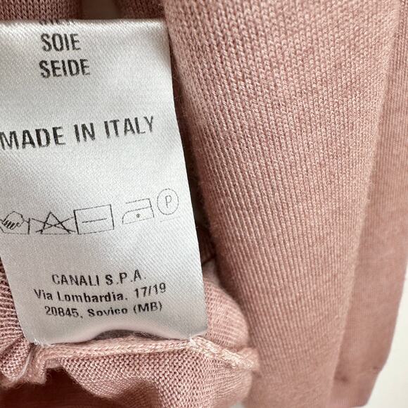 Canali Wool Silk Sweater Pullover Lightweight Crewneck Pink Long Sleeve Medium - Picture 12 of 13